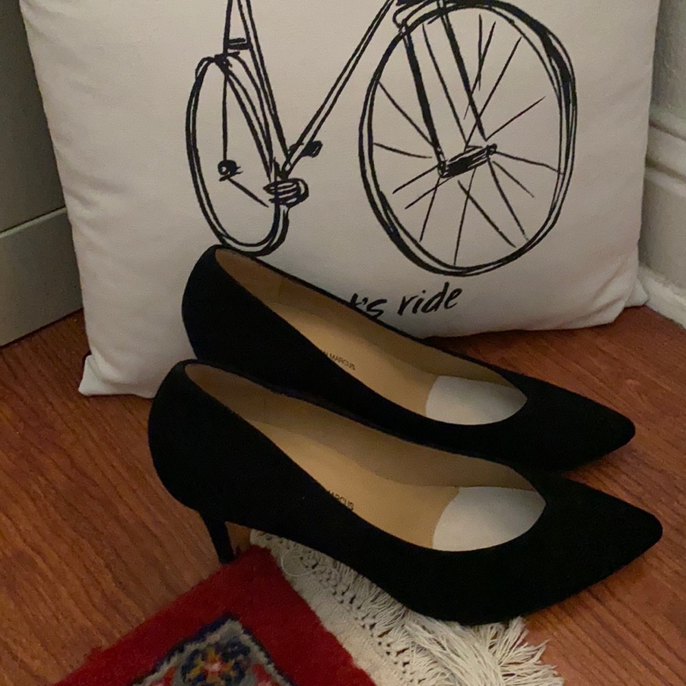 Neiman Marcus Black Swede High Heel Pumps